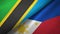 Tanzania and Philippines two flags textile cloth, fabric texture