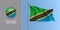 Tanzania waving flag on flagpole and round icon vector illustration
