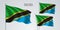 Tanzania waving flag set of vector illustration