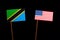 Tanzanian flag with USA flag on black