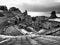 Taormina ancient ruins in Sicily, black and white dramatic shot