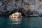 Taormina - Entrance of sea cave Blue Grotto (Grotta Azzurra) near Isola Bella in Taormina, Sicily, Italy, Europe, EU.