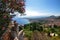 Taormina, Italy, Sicily August 26 2015. The splendid panorama from the Greek theater