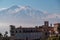 Taormina - Luxury San Domenico Palace Hotel with panoramic view on snow capped Mount Etna volcano in Taormina, Sicily