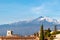 Taormina - Luxury San Domenico Palace Hotel with panoramic view on snow capped Mount Etna volcano in Taormina, Sicily