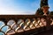 Taormina - Scenic view on snow capped Mount Etna volcano on sunny day from public garden Parco Duca di Cesaro in Taormina Sicily