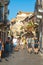 Taormina, Sicily, Italy - 28 September 2023. Tourists in the famous main street Corso umberto in Taormina. City views, facades,