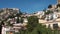 taormina sicily italy looking up at mountain cliff top with homes houses 523 v