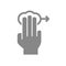 Tap with three fingers and swipe right grey icon. Multi touch screen fingers, 3x tap symbol