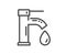 Tap water line icon. Faucet with aqua drop sign. Vector