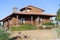 Tapalpa jalisco Mexico - March 21, 2021: Typical cabin house with many flowers in the forest of Tapalpa in the State of Jalisco Me