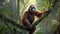 A Tapanuli orangutan swings from branch to branch. Generative AI