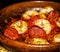 Tapas chorizo and prawns in garlic butter