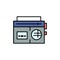 Tape, Radio, Music, Media  Flat Color Icon. Vector icon banner Template