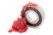 Tapered roller bearing with red lithium grease (Machinery Lubrication).