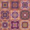 Tapestry design. Beautiful seamless patchwork pattern from square elements and borders. Ethnic motifs