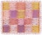 Tapestry with grunge striped weave square elements in pastel colors and fringe