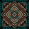 Tapestry tribal ethnic colorful seamless pattern with square stitch frame. Textured border background. Geometric embroidered