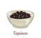 Tapioca black pearls for bubble tea in bowl isolated