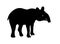 Tapir, animal, vector path for laser cutting, shadow black color, cute flat style.