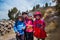 TAQUILE ISLAND, PUNO, PERU - OCTOBER 13, 2016: Four peruvian children