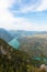 Tara National Park, Serbia. Viewpoint Banjska Stena. View at Drina river canyon and lake Perucac