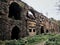 Tarakaniv fortress/ Ukraine-Sep 27 2019: Tarakaniv fortress in autumn. Historical landmark with ruins of old brick fort bastille.