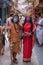 Tarakeswar, India â€“ April 21 2019; Indian man and Woman dressed as Indian Gods shiv Parvati at Baba Taraknath Temple, Tarakeswar