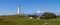 Taranaki volcano and Cape Egmont lighthouse panorama, New Zealand