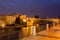 Taranto swing bridge on the taranto canal boat at night