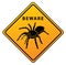 Tarantula Beware Yellow Sign Board Illustration Design