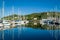 Tarbert marina with lots of sailing boats