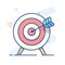 Target and arrow. Goal icon. Color vector line illustration