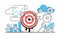 Target with arrows. Business challenge with goals and achievements, project strategy concept. Vector illustration with