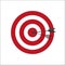 Target bullseye or arrow on target line art icon. Target with red and white circles. Classic colors. Illustration