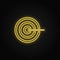 target, bullseye yellow neon icon .Transparent background. Yellow neon vector icon