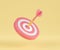 Target, dart 3d render, bullseye with arrow in aim