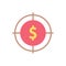 Target, dollar icon. Simple color vector elements of economy icons for ui and ux, website or mobile application