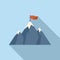 Target flag on mountain icon flat vector. Career climb