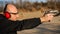 Target gun shoot practice and weapons training. Outdoor shooting range