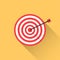 Target hanging on wall arrow hitting target business solution perfect hit. Flat design EPS 10