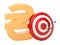 Target with hryvnia symbol, Successful business concept, 3D rendering