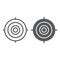 Target line and glyph icon, focus and goal, aim sign, vector graphics, a linear pattern on a white background.