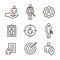 Target market icons of buyer image and persona - gear, arrow, n