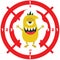 Target with monster flat style yellow color on white background