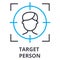 Target person thin line icon, sign, symbol, illustation, linear concept, vector