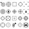 Target related icons: thin  icon set, black and white kit.