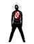 Target for shooting practice in man silhouette shape with marks on head and body