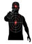 Target shooting. Silhouette of a man with gun in his hand, criminal