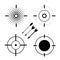 Target symbols set. Bullseye darts vector icon with arrows. Hit the target symbol.